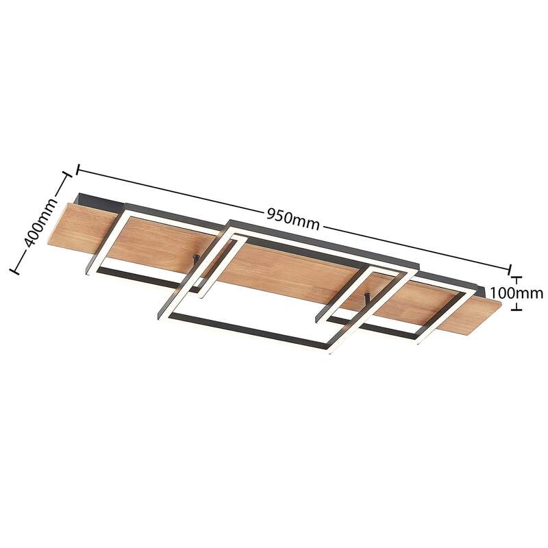 Lucande Deckenleuchte Chariska LED dimmbar Holz schwarz 95cm CCT Leuchte 4050lm - 4251911747485