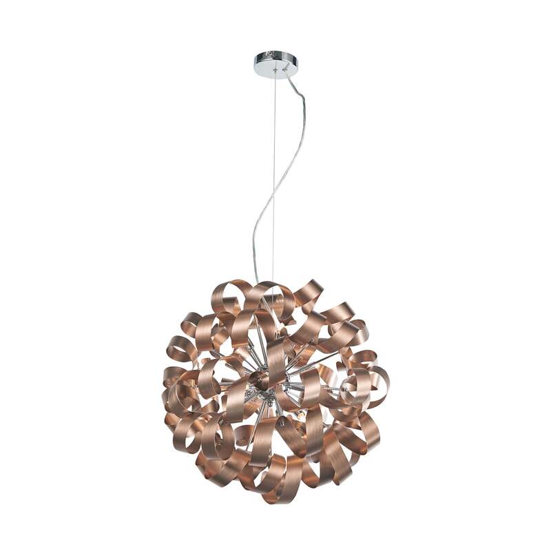 Lucande Hängelampe Kaelor Ø 60 cm satin kupfer dimmbar Aluminium 12x8W G9 - 4251911775914