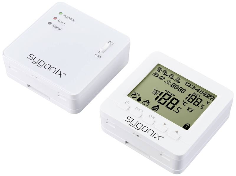 Sygonix Funk-Raumthermostat Thermostat Aufputz Wochenprogramm 1 bis 70 °C weiß - 4064161241609