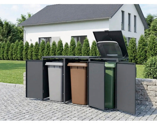 Konsta Mülltonnenbox Mülltonnenbox anthrazit für 3 x 240l Mülltonnen - 4306516693573