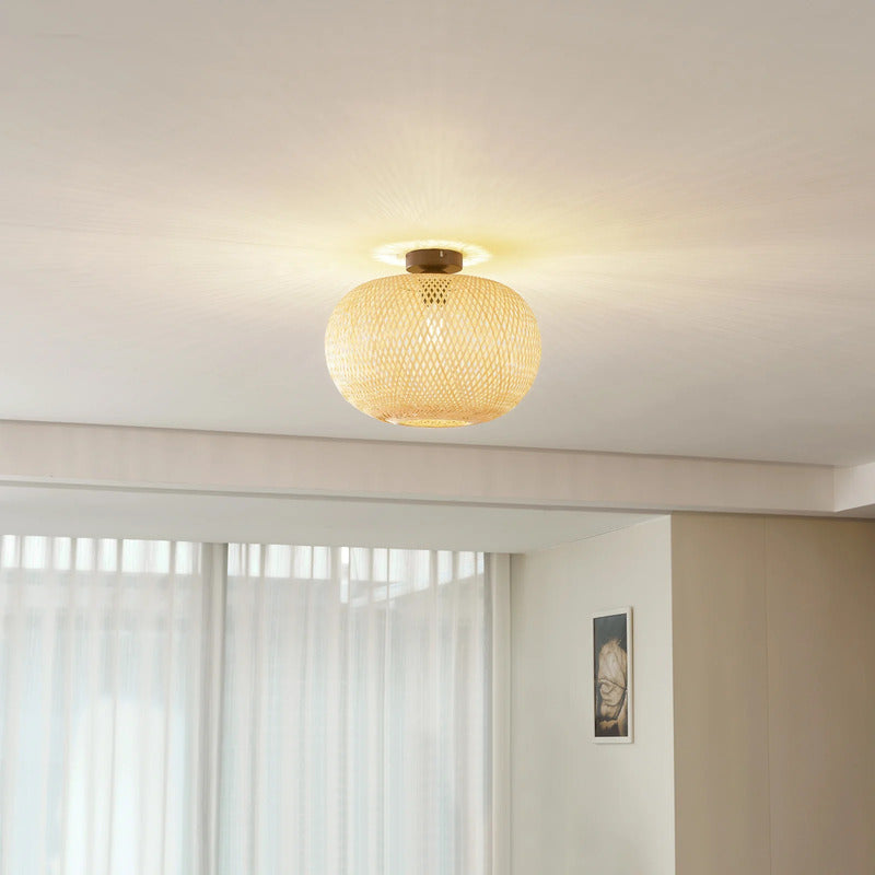 Lindby Deckenleuchte Kessia LED Lampe Hängeleuchte dimmbar natur Ø40cm 38cm - 4251911793253