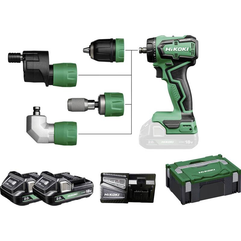 HiKOKI Akku-Bohrschrauber DS18DDQWRZ 18V 2.0Ah Li-Ion 2 Akkus Ladegerät Koffer - 4966376411696