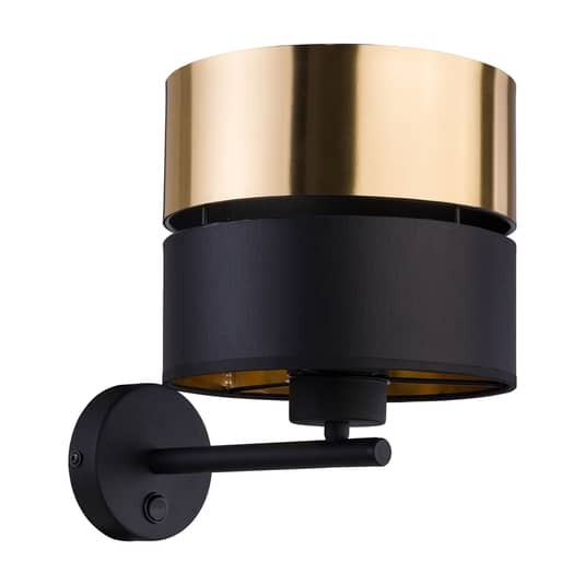 Euluna Wandleuchte Wandlampe Hilton Leuchte schwarz gold Textil Metall Innenr896 - 5901780543440