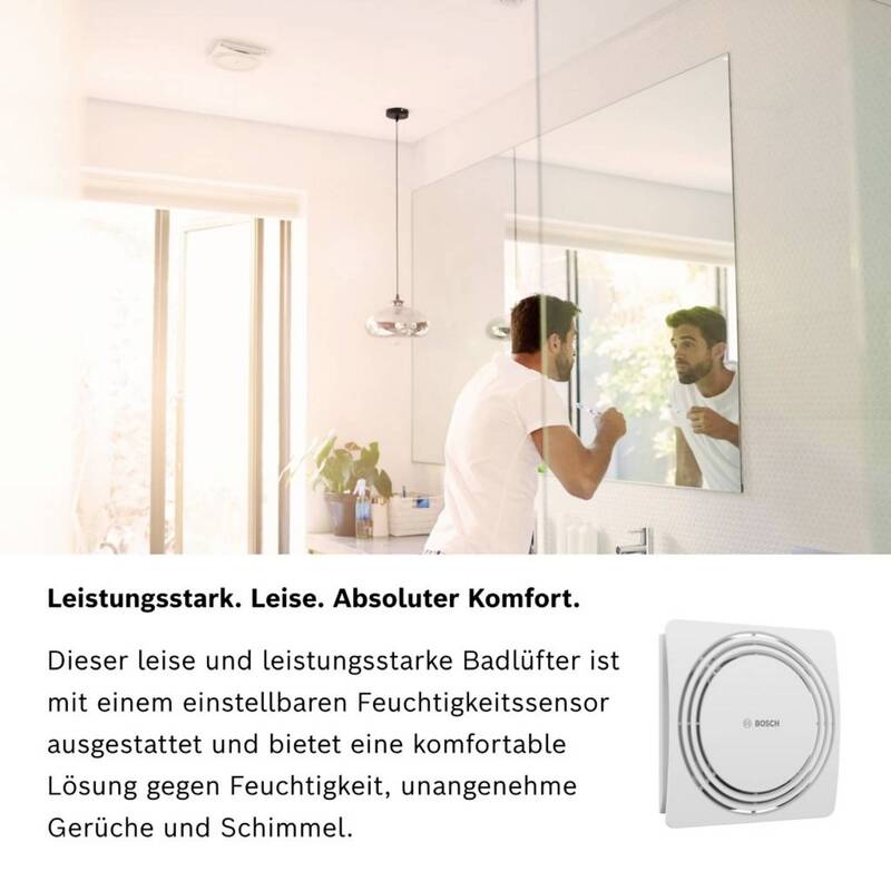 Bosch FAN 1900 W125 DH Wand- und Deckenlüfter 16,5 W 120 mm Weiß 38 dB - 4062321994525