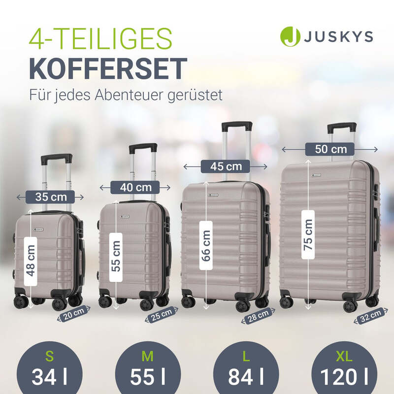 Hartschalen Kofferset Rom 4-teilig Set ABS-Kunststoff 360° Rollen creme - 4260565527657