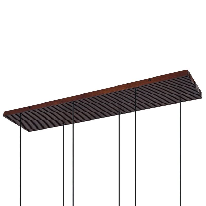 Lucande Veloura Pendant Light, 6-bulb, 100 Cm, Glass, Wood - 4255830901102
