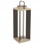 B-Ware Les Jardins Teckalu Solar Laterne Teak Schwarz 65,5cm 500 Lumen wiederaufladbar