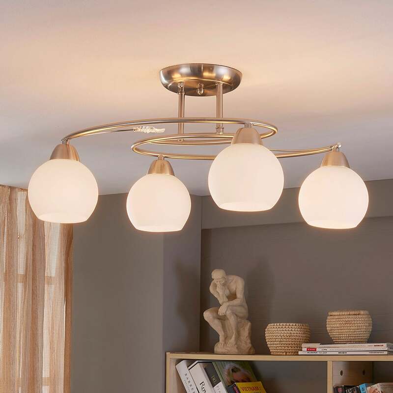 Lindby Deckenleuchte Svean 4-flammig LED Lampe dimmbar weiß Nickel 42,5cm - 4251096517231