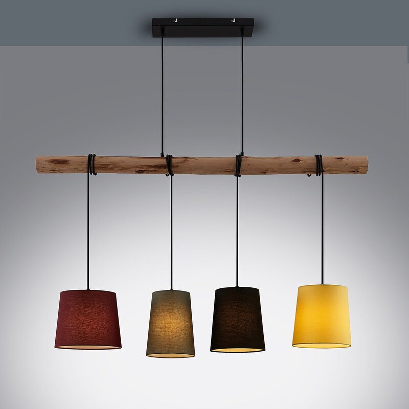 Lindby Hängeleuchte Moskau LED Pendelleuchte Lampe dimmbar bunt Textil Holz - 4251096581164