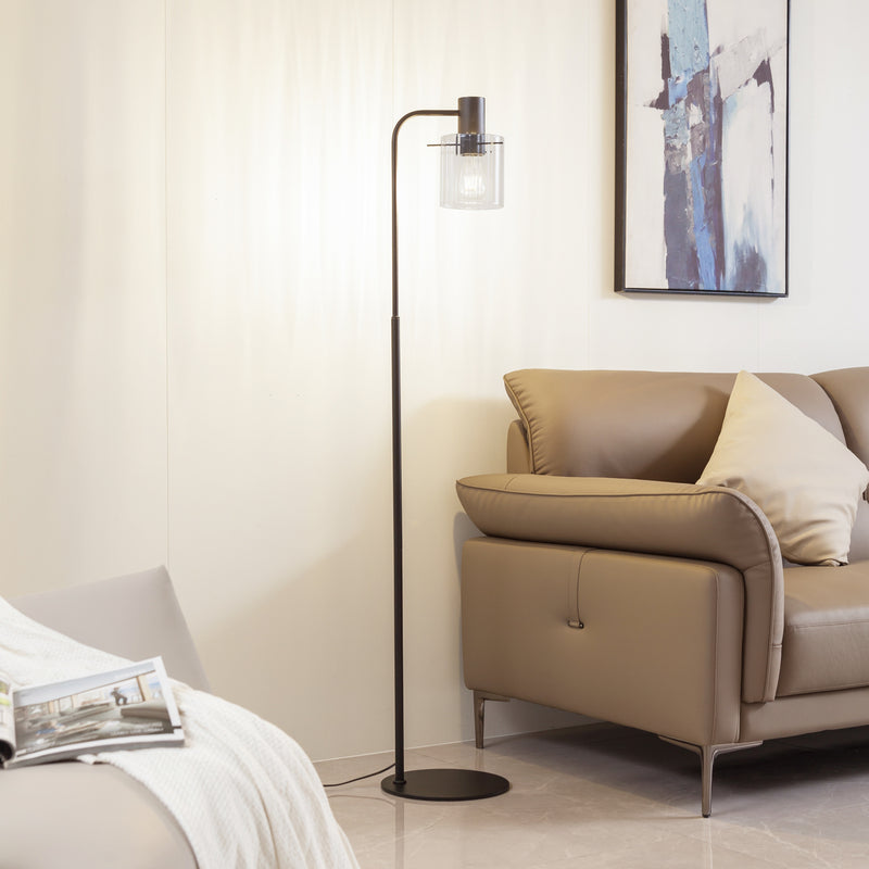 Lucande Stehleuchte Eirian schwarz Lampe Leuchte 150cm E27 Glas elegant modern - 4251911775525