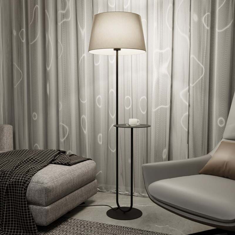 Hotel Stehlampe Stehleuchte schwarz beige Stoff Metall 150 cm - 5907106010986