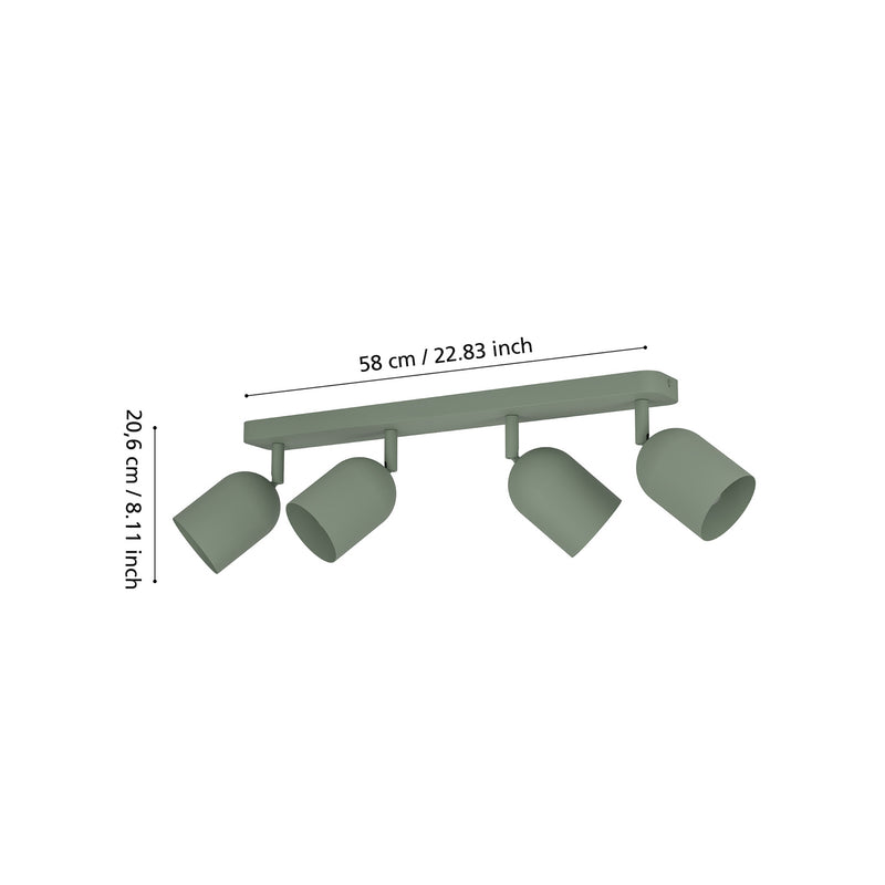 Eglo Deckenstrahler Strahler Tilston LED Lampe dimmbar dunkelgrün 58cm 4-flammg - 9008606359684