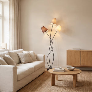 B-Ware Lindby Stehleuchte Melis 130cm 3-flammig LED Lampe Leuchte braun grau creme