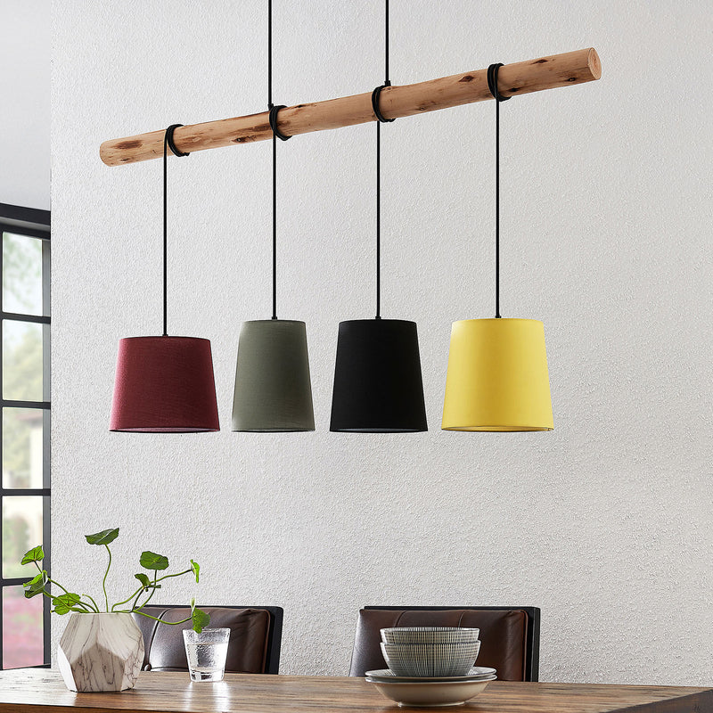 Lindby Hängeleuchte Moskau LED Pendelleuchte Lampe dimmbar bunt Textil Holz - 4251096581164