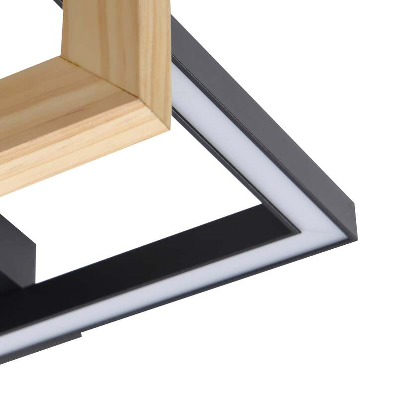 Lindby LED-Deckenleuchte Holamu 46cm schwarz Holz Metall warmweiß 22W - 4251911782783