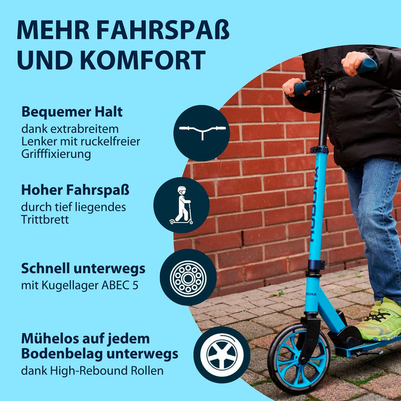 HUDORA Scooter UP 200 blau höhenverstellbar für Kinder ab 4 Jahren 100 kg - 4005998144510