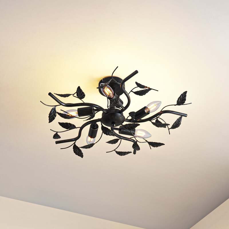 Lindby Deckenlampe Yos LED Lampe 5-flammig dimmbar schwarz-gold Ø58cm 21cm - 4251096547160