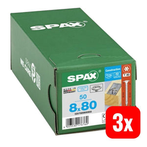 3x B-Ware SPAX Schraube Edelstahl 8x80mm Senkkopf T-STAR plus 4CUT Handwerksbedarf 50 St.