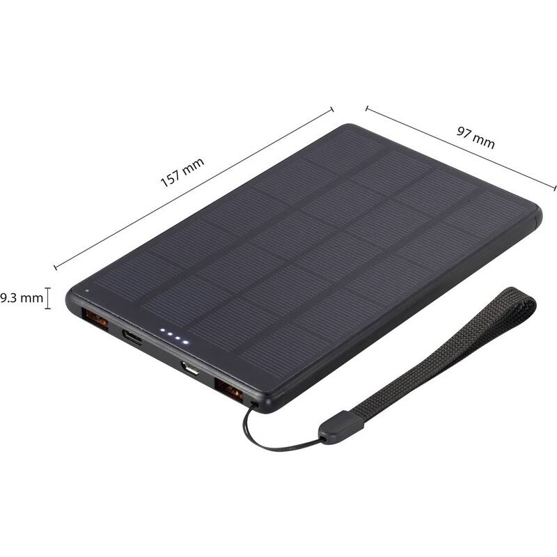 Voltcraft Solar Powerbank 10000 mAh Akku Ladegerät USB PD schwarz LiPo 2xUSB - 4064161151175