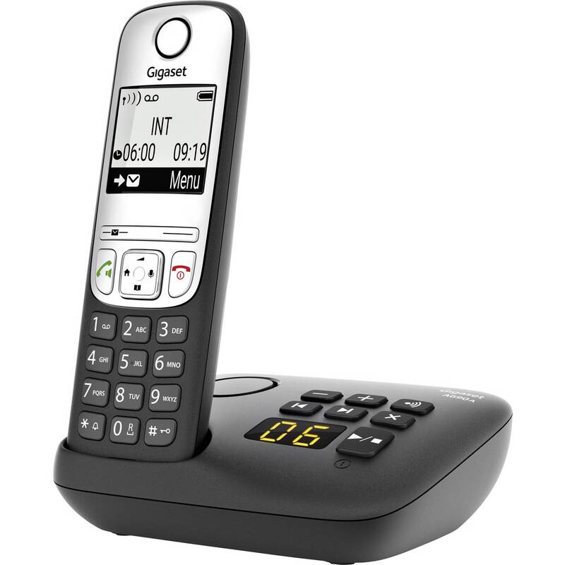 Gigaset A690A DECT Schnurloses Telefon Anrufbeantworter mit Basis Schwarz Silber - 4250366855356
