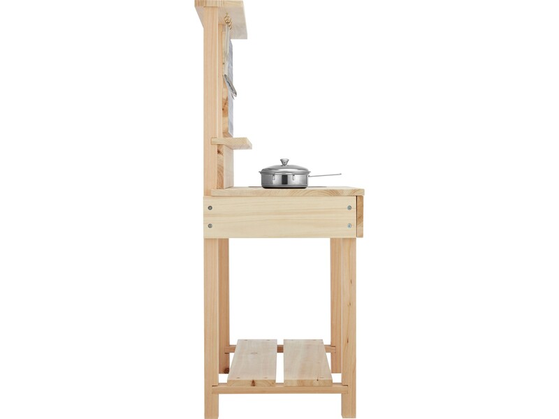 Matschküche Spielküche Naturholz mit Kreidetafel und Küchen-Set 60x30x75cm - 4007874568540