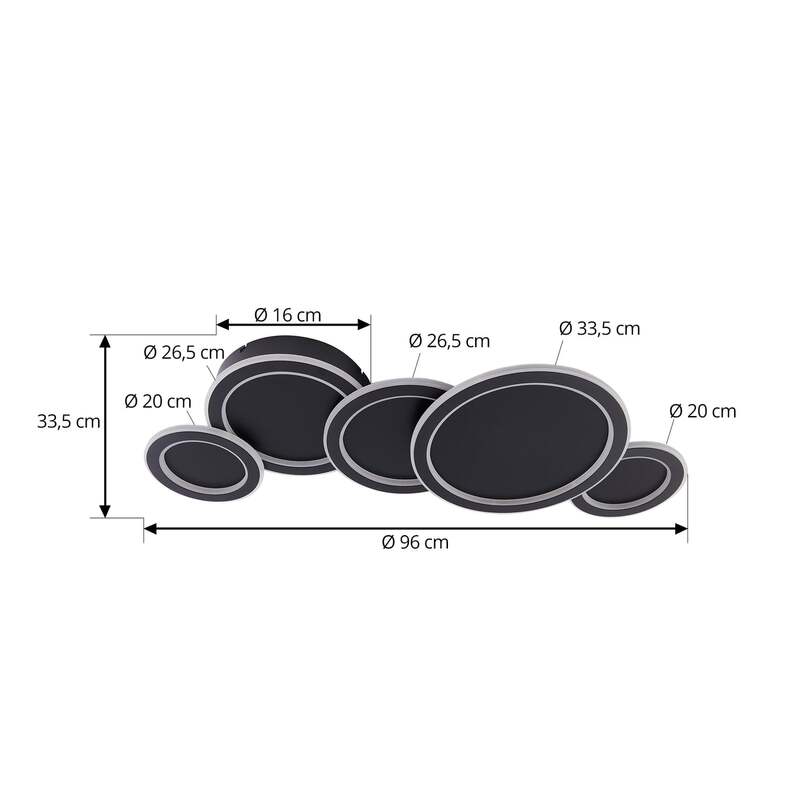 Lucande LED-Deckenleuchte Diala schwarz Metall 96 cm Deckenlampe Lampe Leuchte - 4251911791624