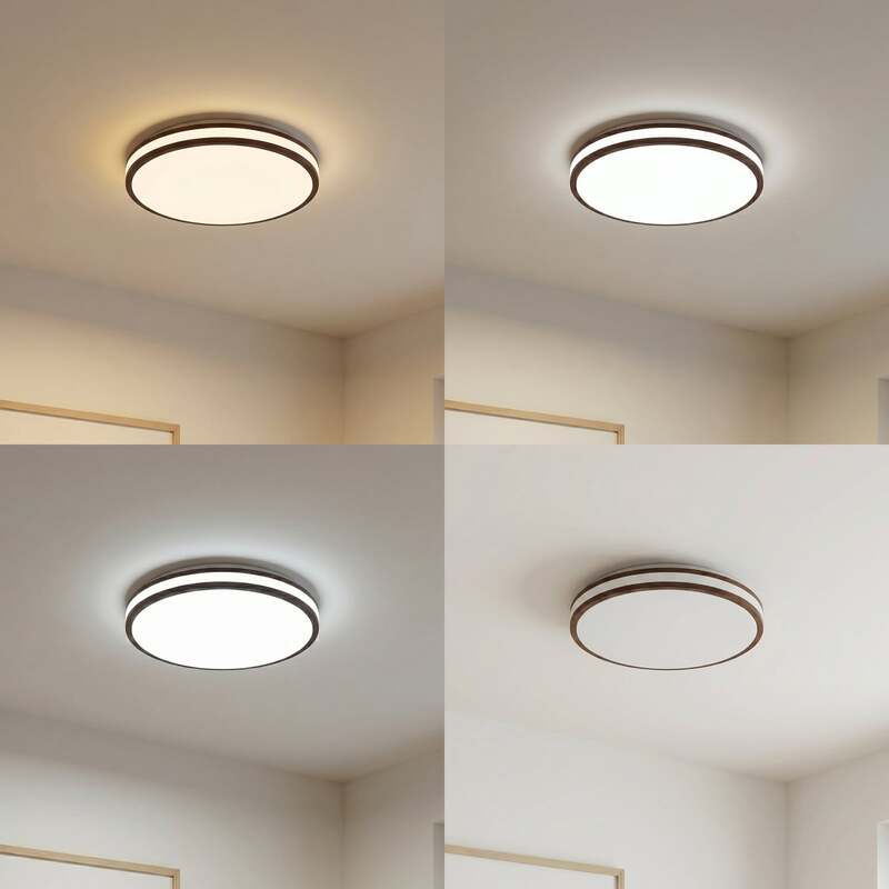 Lindby Deckenleuchte Emiva LED Lampe Leuchte dimmbar Holz dunkel Ø 40 cm CCT - 4255830911385