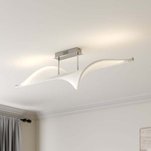 B-Ware Lucande Deckenlampe Leuchte Edano LED dimmbar Textil Aluminium weiß 122x22cm