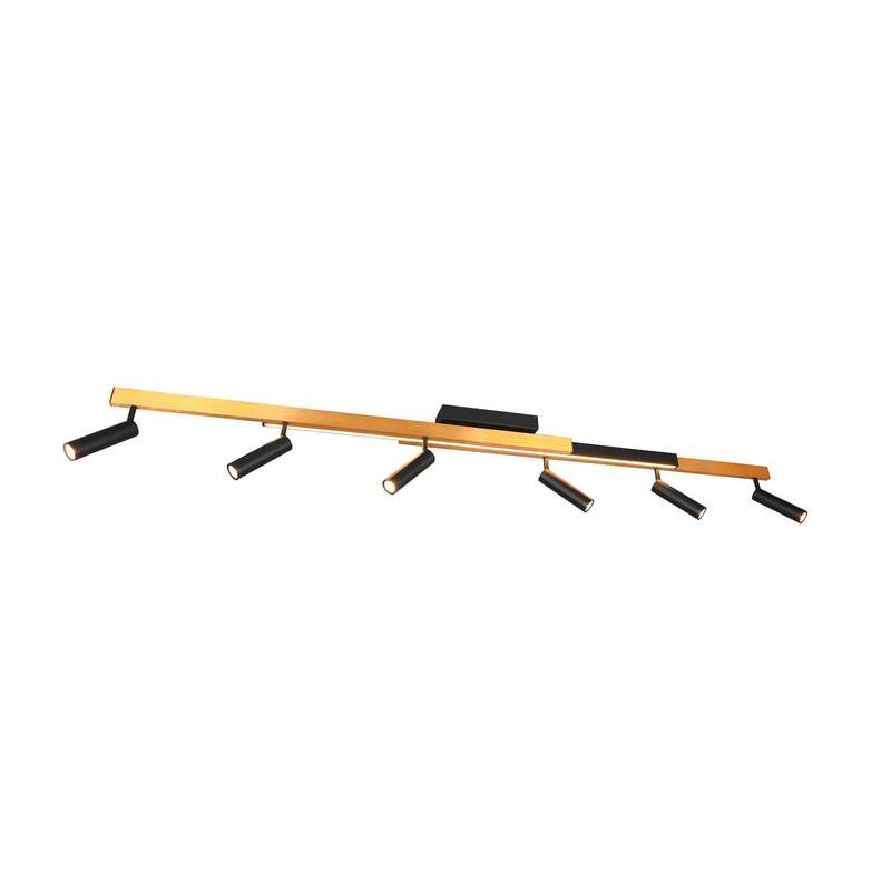 TRIO LIGHTING LED Deckenstrahler Zeno 6-flammig dimmbar schwarz/gold Metall - 4017807627329