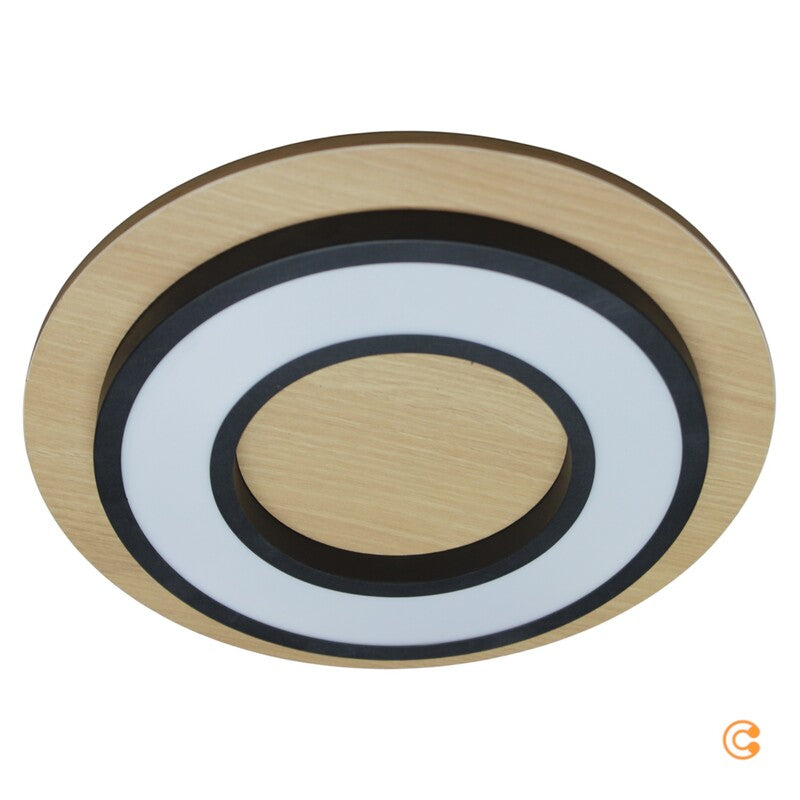JUST LIGHT Deckenleuchte Lampe LED Holz schwarz Tola rund Warmweiß 3000K - 4043689000516