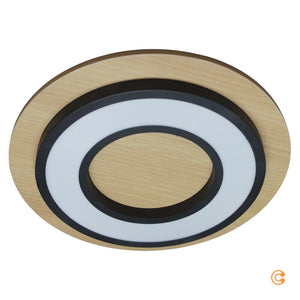 B-Ware JUST LIGHT Deckenleuchte Lampe LED Holz schwarz Tola rund Warmweiß 3000K