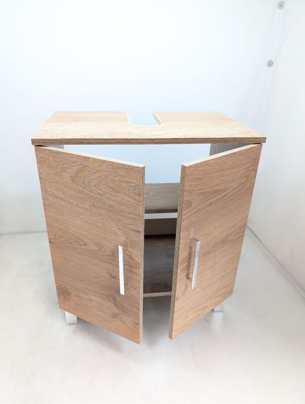 Waschtischunterschrank Walnuss-Dekor 60,2x38,5x56cm Badschrank Stauraum 2 Türen - 4007874152831