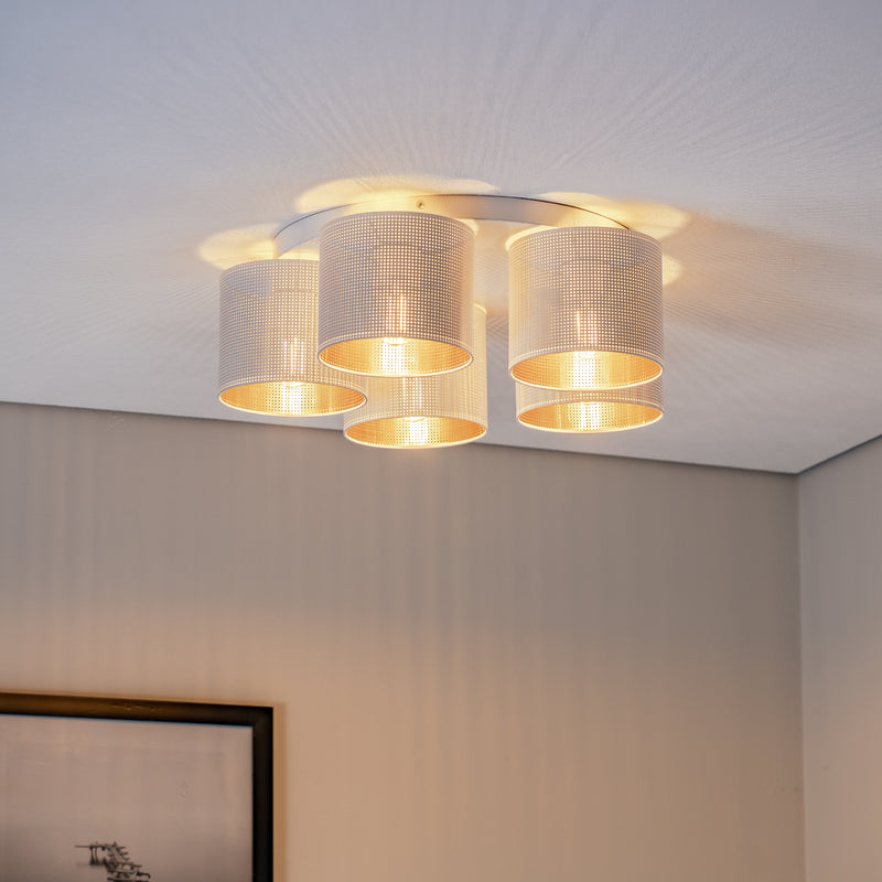 Luminex Deckenleuchte Jovin LED 5-flammig dimmbar gold weiß Ø58cm IP20 18cm - 5907565952636