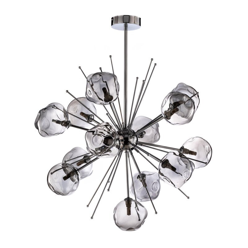 AV-1777-13K Hängelampe Pendelleuchte chromfarben Glas Deckenlampe 13-flg dimmbar - 8698957162364