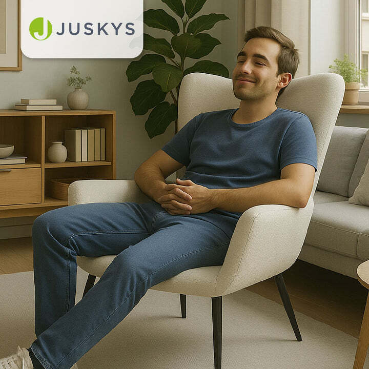 Ohrensessel Odense Relaxsessel beige Bouclé skandinavisches Design Stuhl - 4262437185651