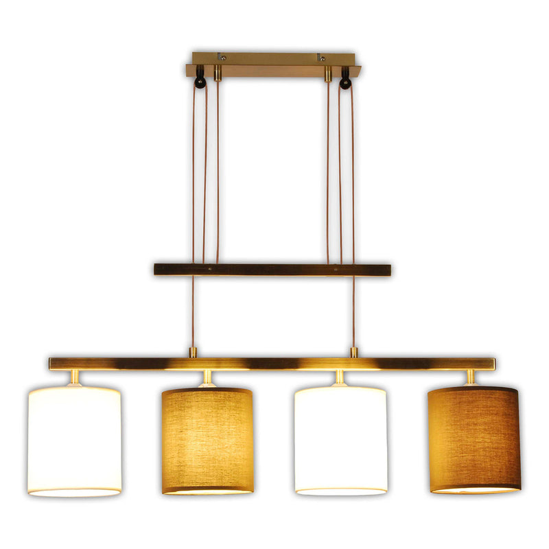 Näve Hängelampe Pendelleuchte Lampe Tilde Textilschirme 4fl braun beige messing - 4003222883976