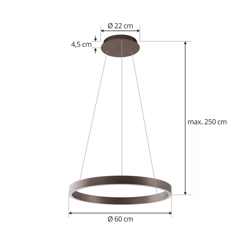 Lucande Hängeleuchte Yonam LED Pendelleuchte dimmbar braun 1-flg. CCT 60cm - 4251911778434