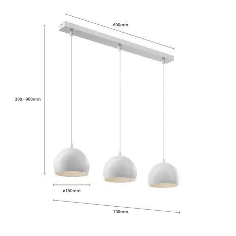 Luminex Hängeleuchte Sool weiß Pendelleuchte Deckenlicht Lampe 3-flammig E27 LED - 6111116