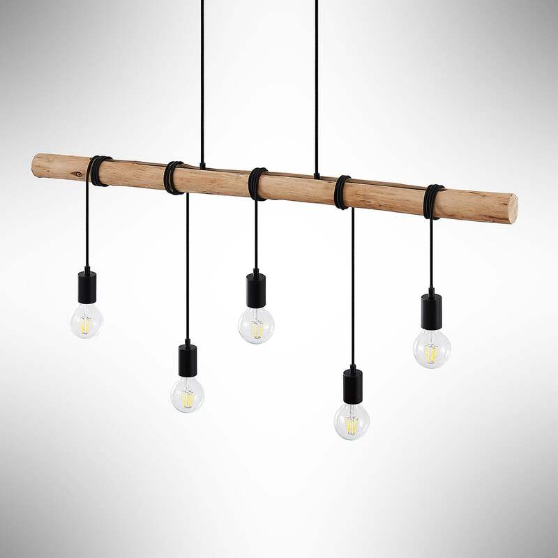 Lindby Hängeleuchte Rom 5-flg LED Pendelleuchte Lampe dimmbar schwarz 116cm - 4251096581171
