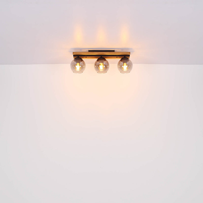 Globo Deckenlampe Conni LED Leuchte dimmbar 3-flg rauchgrau Holz 60cm - 9007371441235