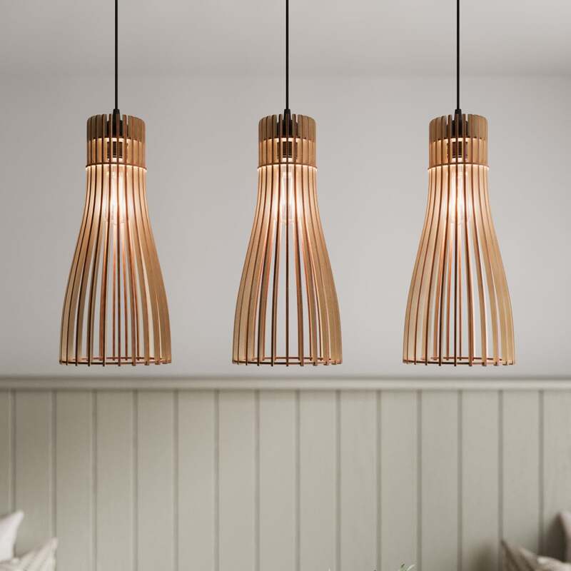 Hängeleuchte Bottle dreiflammig LED Pendelleuchte dimmbar schwarz Holz Stahl - 5907623619907