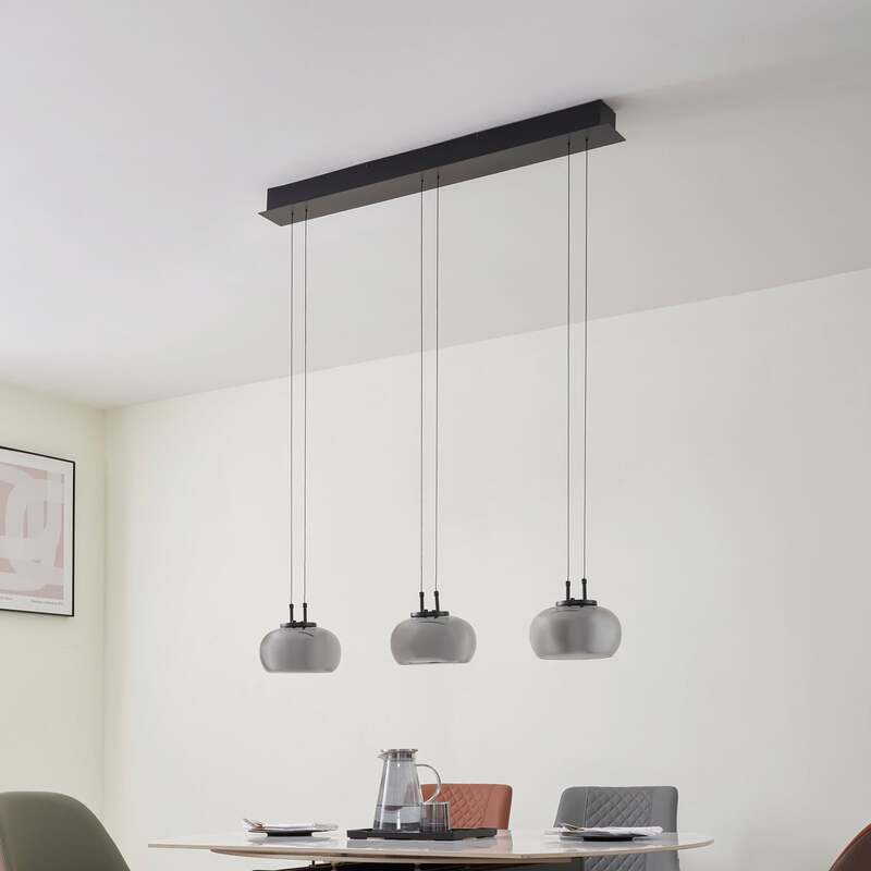 Lucande LED Hängeleuchte Pendellampe Lampe rauchgrau Glas höhenverstellbar - 4251911791792