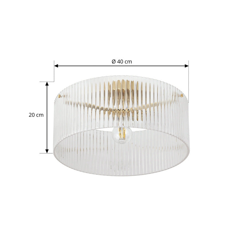 Lucande Deckenleuchte Lampe Meritt Glas messing transparent E27 LED Ø 40 cm - 4255830906060