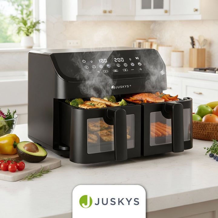 Heißluftfritteuse Airfryer 9L mit 9 Programmen für gesunde Zubereitung Doppelt - 4262437182797