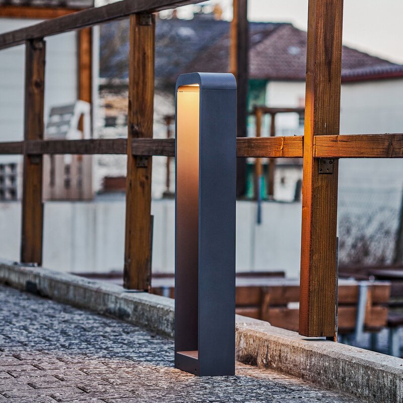 Lindby Wegeleuchte Außenleuchte LED Wegelampe dunkelgrau Aluminium Emima 80 cm - 4251911751994