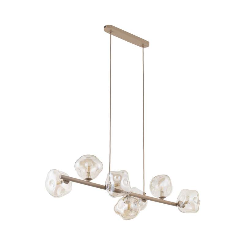 Hängeleuchte Lava 7-flammig LED Pendelleuchte dimmbar sand cognac 90x33cm - 5906135111091