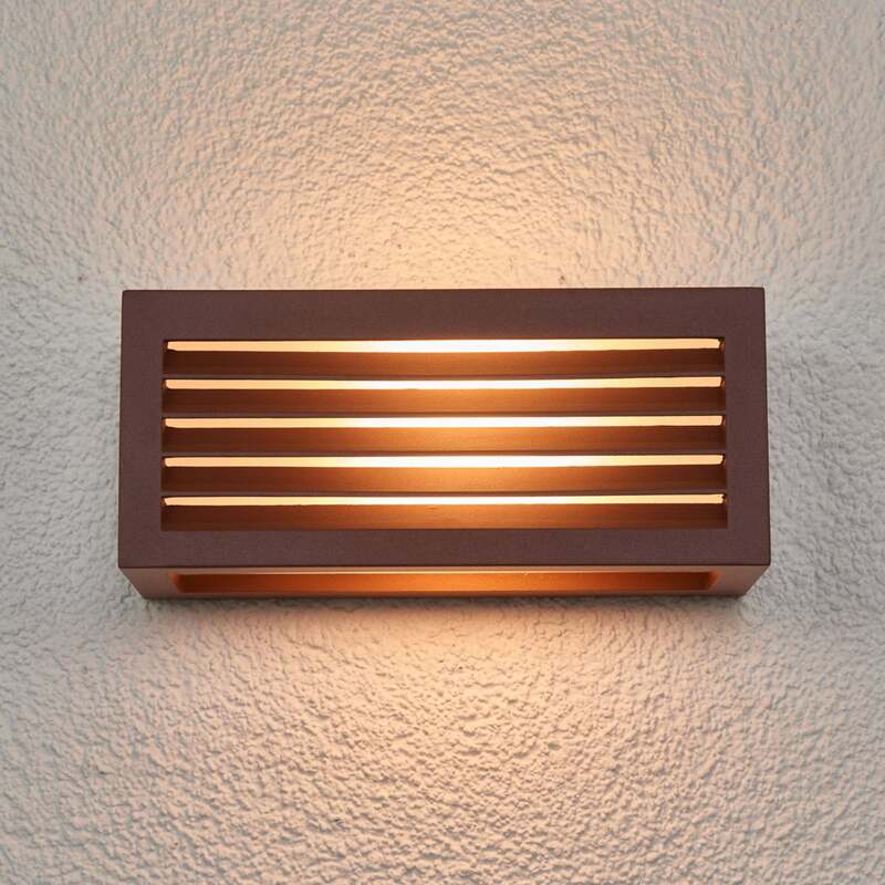 SLV Außenwandleuchte Box L E27 Gartenleuchte Lampe rostbraun IP44 25x11cm Licht - 4024163129381