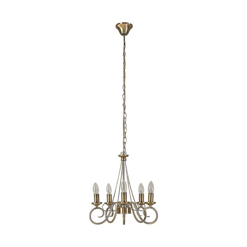 Lindby Kronleuchter Hängeleuchte Marnia LED 5-flammig dimmbar altmessing Ø40cm - 4251096524130