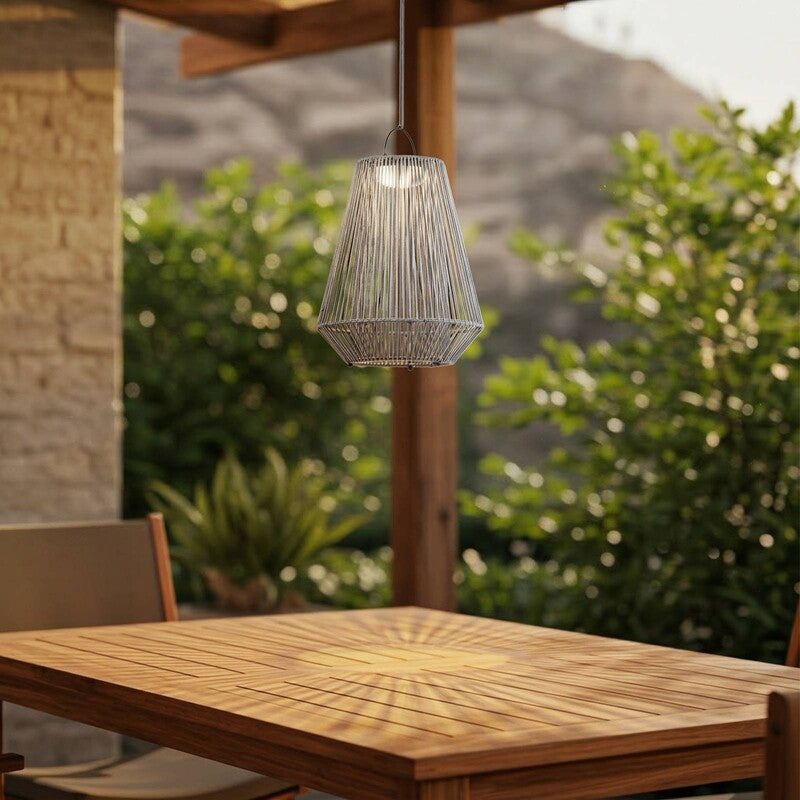 Lindby LED Solar Hanging Lamp Austas, Grey, Ø 32 Cm, USB, IP54 - 4255830909436