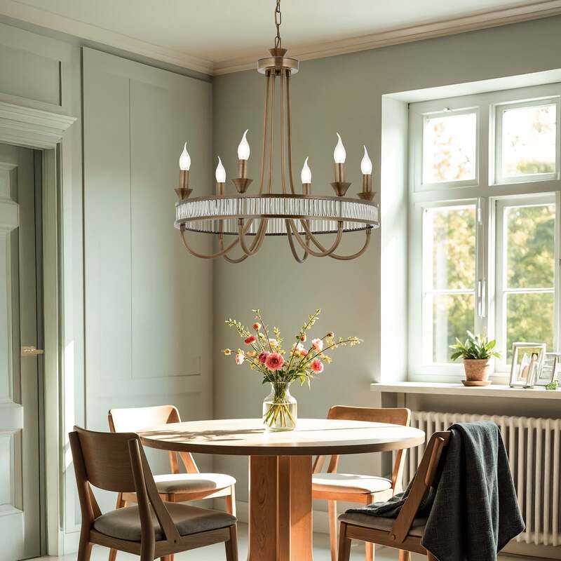 Kronleuchter Deckenleuchte AV1890 sechsflammig altmessing Eisen Wohnzimmer - 8698957177351